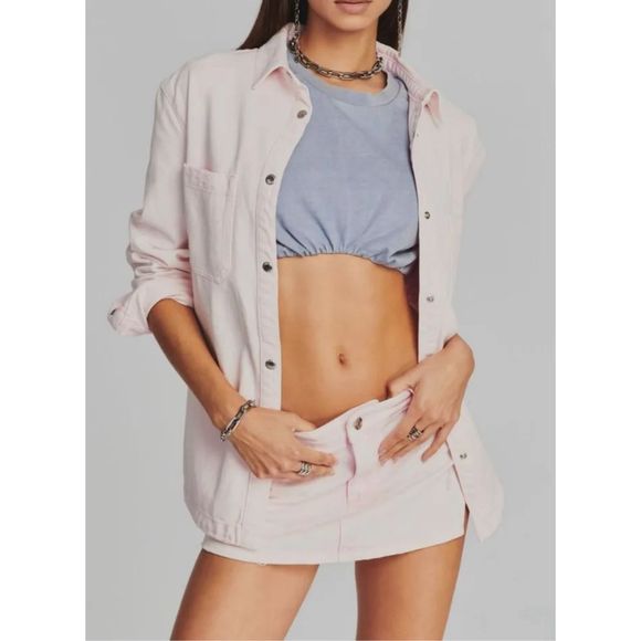 Seroya Tops - SER.O.YA Mariel Denim Button-Front Shirt Jacket Pink Size M